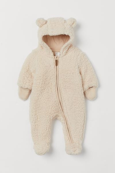 Overall in soft faux shearling. Hood with ears, zip at front extending down one leg, and chin gua... | H&M (US + CA)