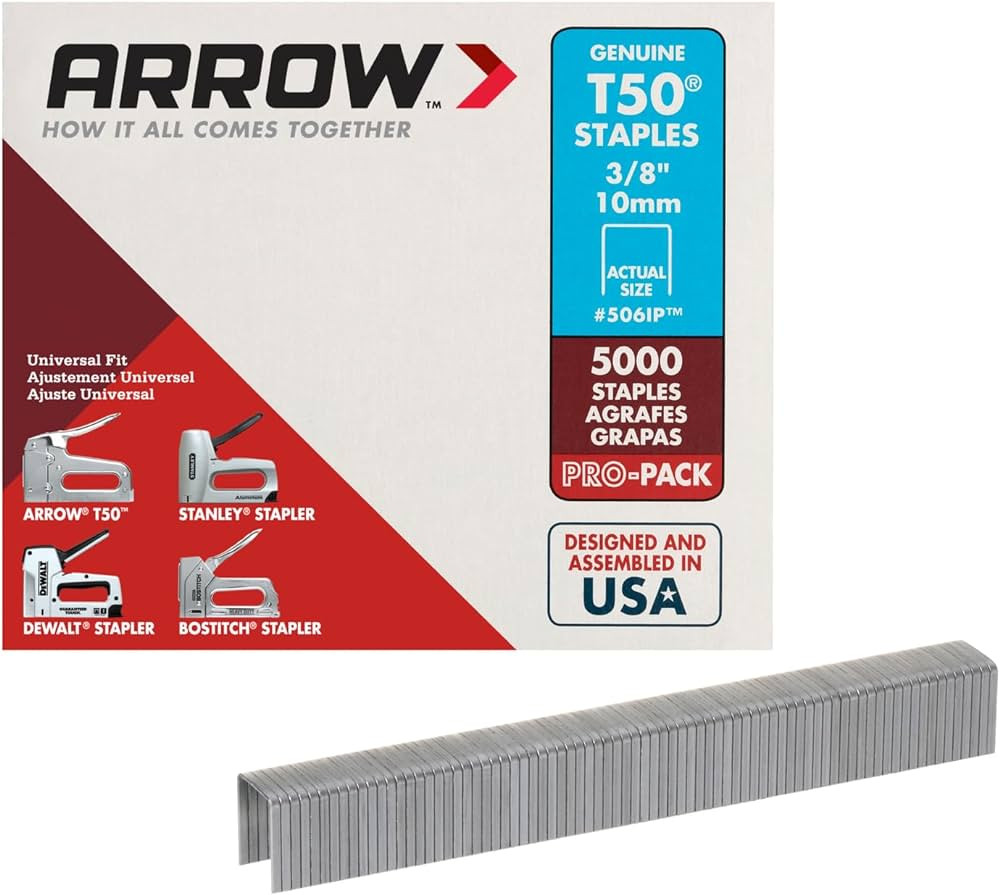 Arrow Fastener 506IP Heavy Duty T50 Staples for Upholstery, Construction, Furniture, Crafts, 3/8-... | Amazon (US)