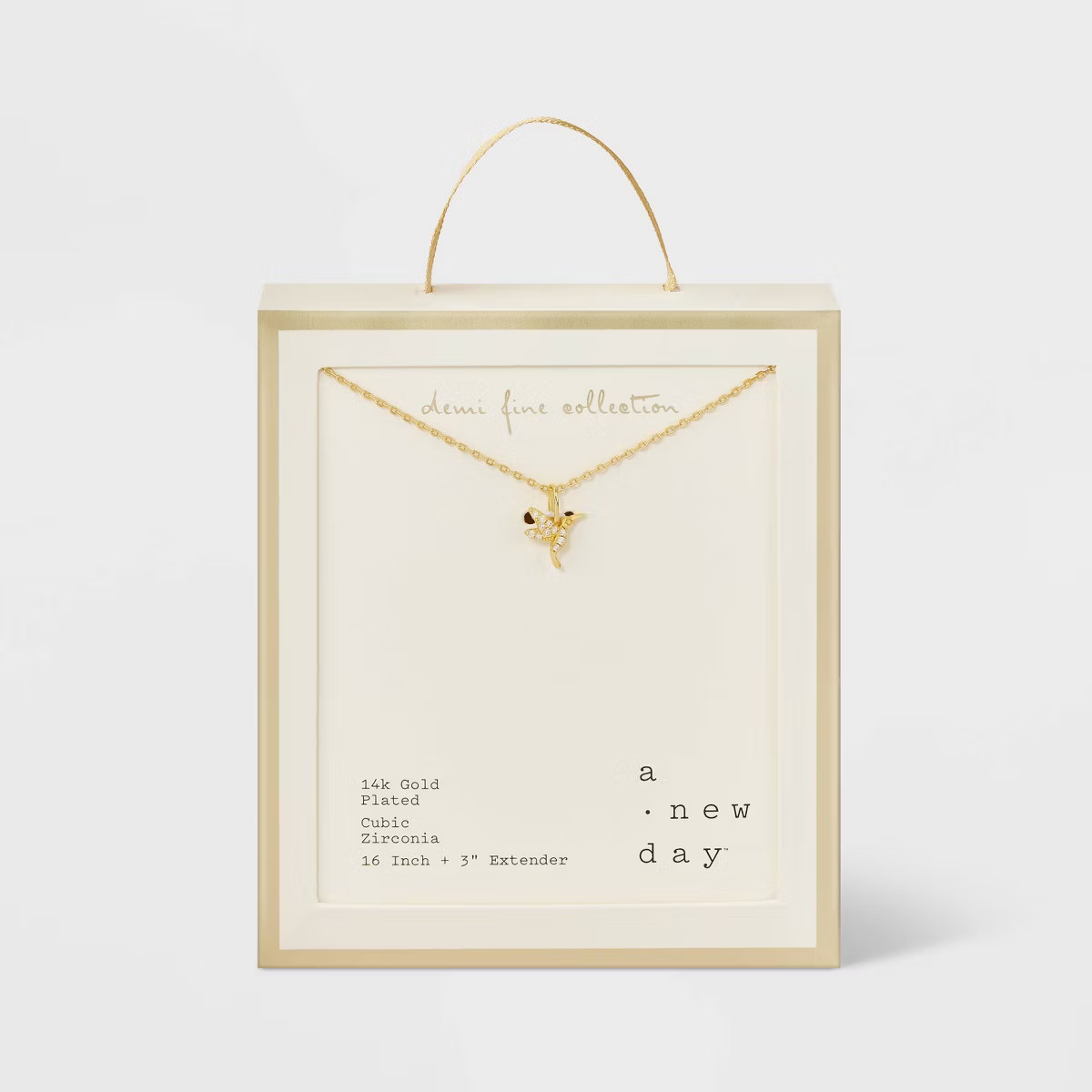 Cubic Zirconia 14k Gold Plated Pave Necklace with Extender - A New Day™ | Target