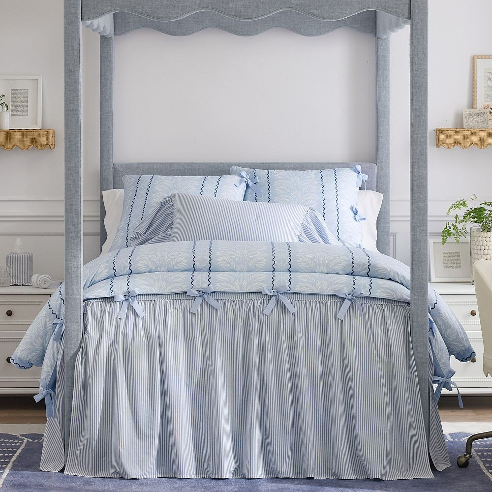Augusta Floral Stripe Organic Duvet Cover | Pottery Barn Teen