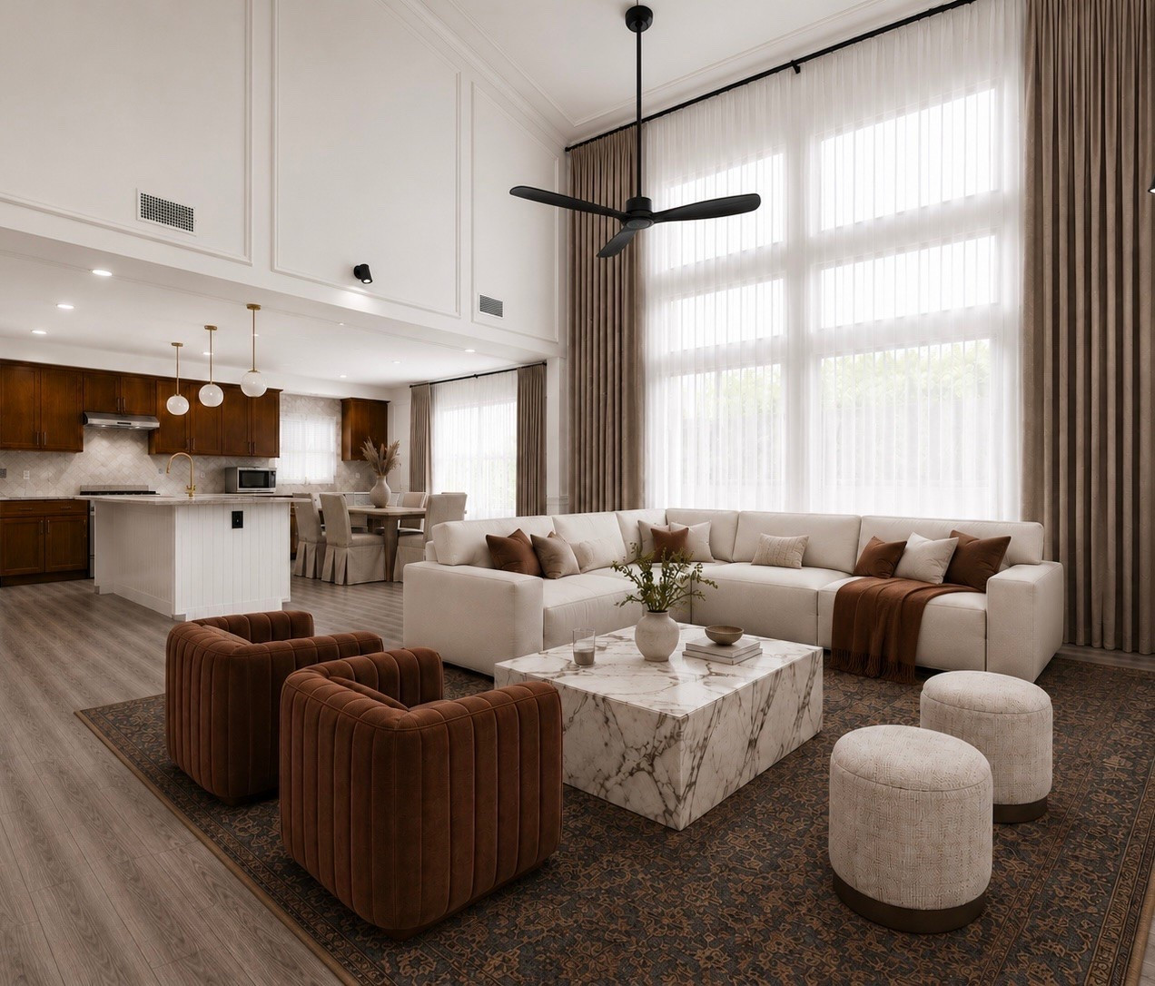 Instead of starting from scratch, we designed around what was already there. We embraced the warmth of the existing kitchen cabinetry and flooring, then layered in soft neutrals, custom-style millwork, floor-to-ceiling drapery, and thoughtfully selected furnishings to create a cohesive, elevated space that feels timeless and inviting.

The best part? This transformation was designed completely virtually before a single purchase was made.

If you’re struggling to envision your home’s potential, my virtual design services help bring your ideas to life with a personalized plan that’s both beautiful and functional. 🤍 DM me to get started.

#LTKHome