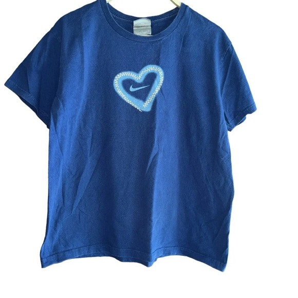 Vintage Y2K Nike Womens Heart Logo Blue T Shirt | Poshmark