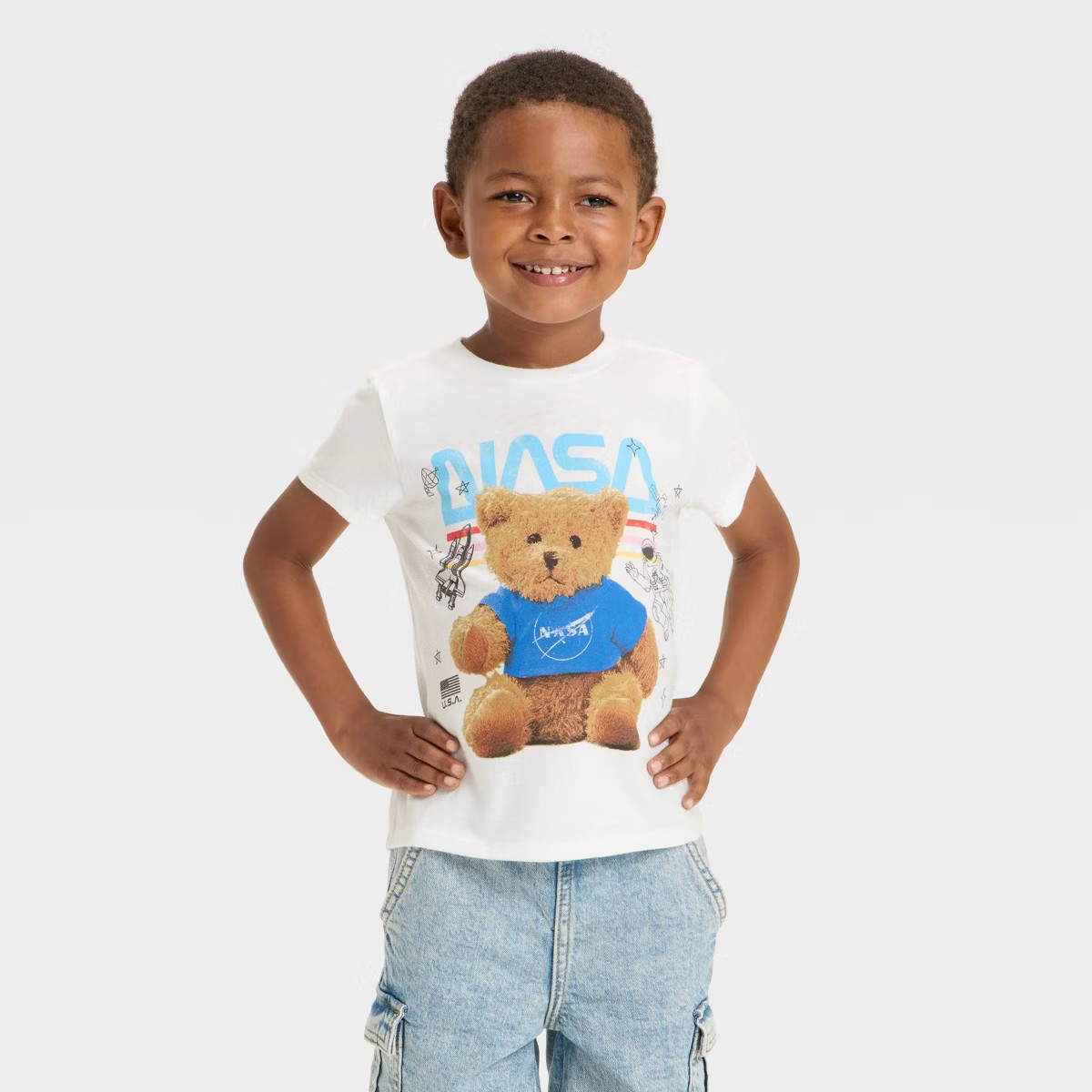 Toddler Boys' NASA Bear T-Shirt - White | Target