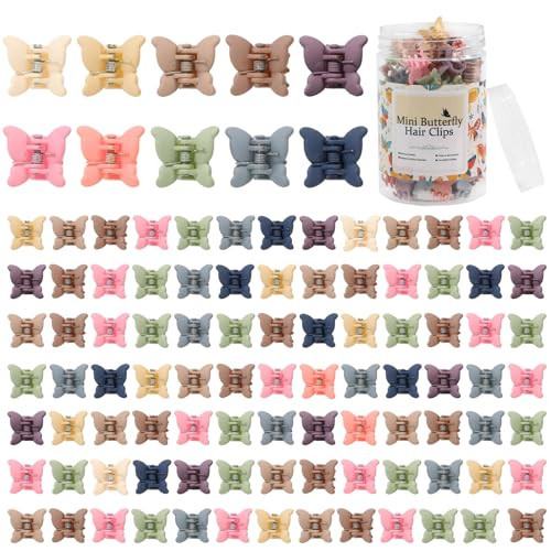 LifeDawn 100 Pieces Butterfly Hair Clips for Girls, Mini Butterfly Hair Claw Clips Cute Pastel Claw Clips Nonslip Sparkly Butterfly Hair Clips with Box Assorted Colors Tiny Hair Styling Accessories | Amazon (US)