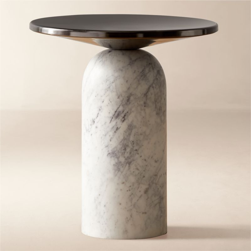 Martini Side Table with White Marble Base + Reviews | CB2 | CB2