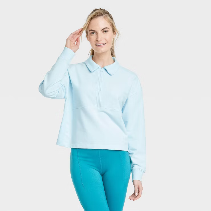 Women's French Terry Polo Sweatshirt - All in Motion™ | Target