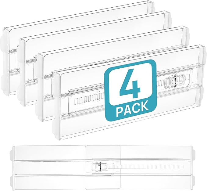 Vtopmart 4 Pack Drawer Dividers for Clothes, 4" High 10.2"-16.5" Adjustable Expandable Dresser Dr... | Amazon (US)