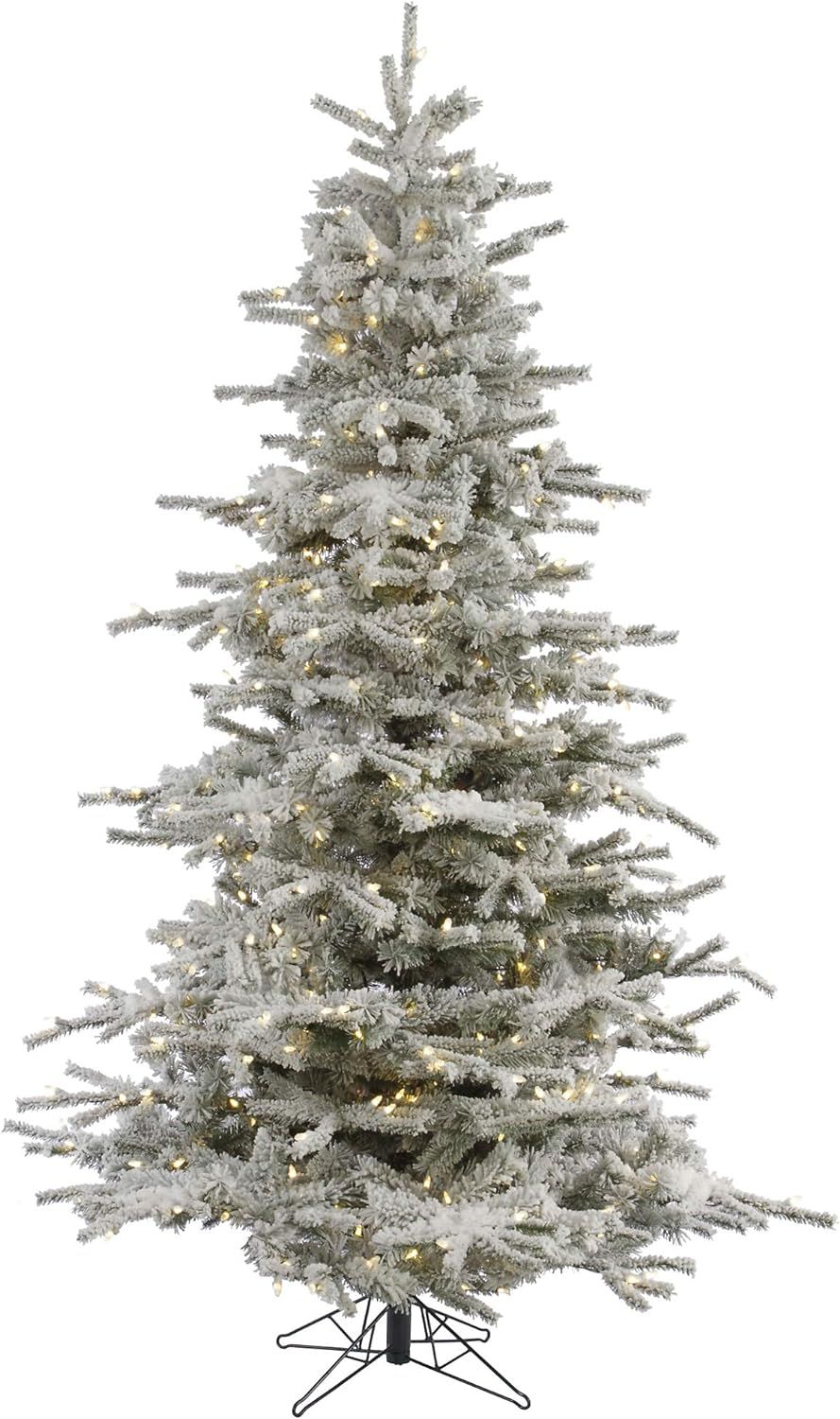 Vickerman 7.5' Flocked Sierra Fir Artificial Christmas Tree, Warm White LED Dura-Lit lights - Sno... | Amazon (US)