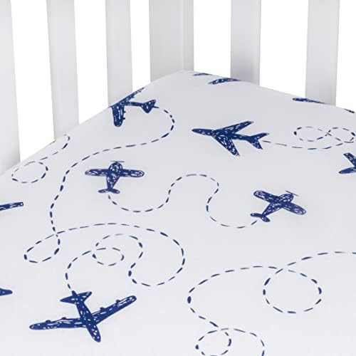 Amazon.com: Andi Mae Crib Sheet - Blue Airplanes - 100% Jersey Cotton - Fits Standard Crib or Tod... | Amazon (US)
