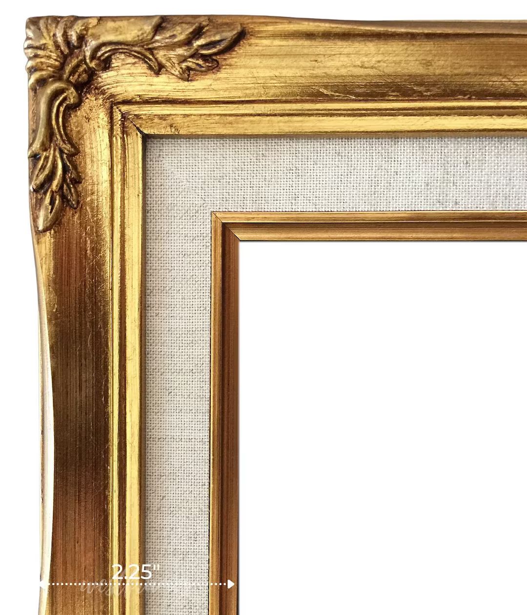 West Frames Flora Antique Gold Leaf Wood Ornate Baroque Picture Frame with Natural Linen Liner 2.... | Etsy (US)