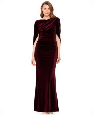 Betsy & Adam Women's Glitter Long Cowl Neck Dress - Hunter | Macy's