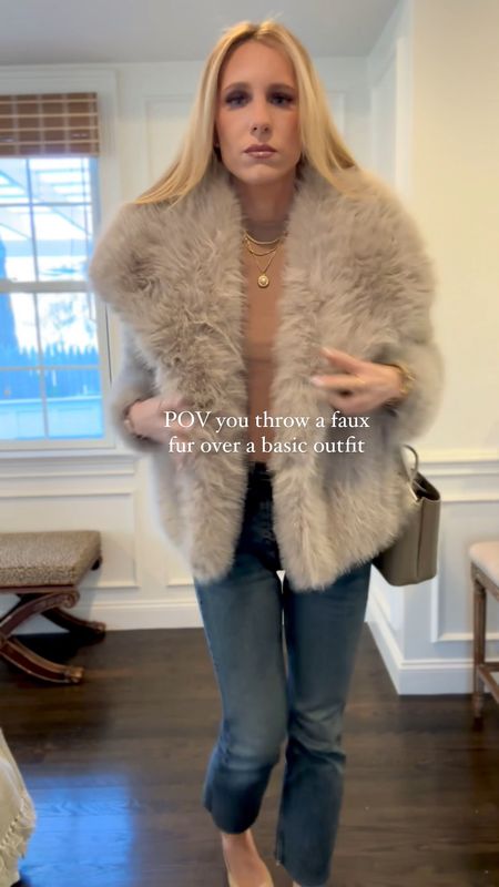 Add a faux fur jacket to elevate any look even a simple bodysuit (my favorite of all time) and jeans! 

#LTKfindsunder50 #LTKsalealert #LTKstyletip