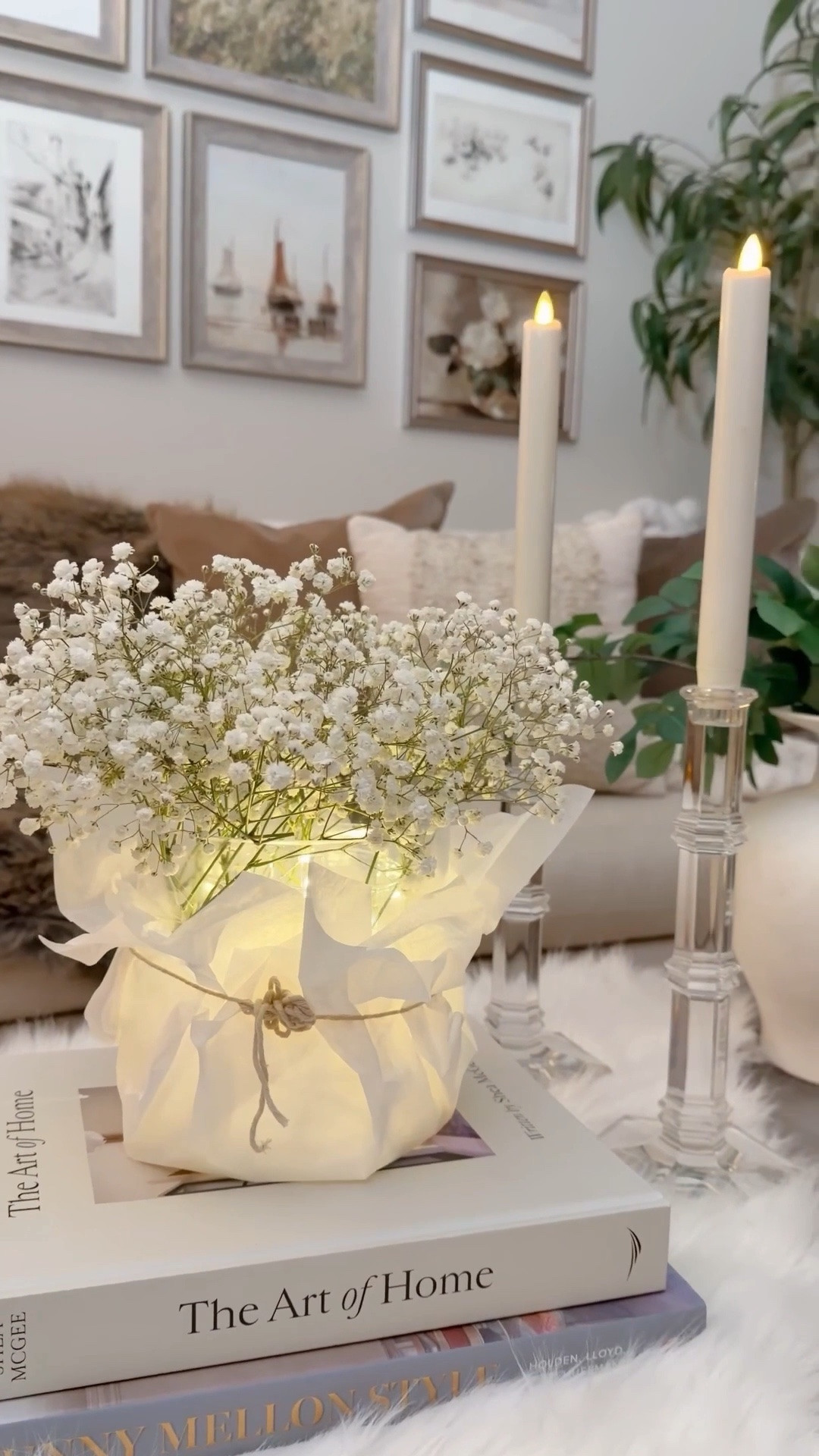 Illuminated Baby’s Breath ✨January always feels a little long. When the holidays are over but you still crave warmth, this is my cozy fix. Baby’s breath paired with soft fairy lights creates an effortless winter floral moment—simple, romantic, and organic. Wrapping the jars in white parchment and twine softens the glass and adds that collected, elevated touch. Elegant during the day, magical at night, and the prettiest way to soften the season.

#LTKWedding #LTKHome #LTKSeasonal