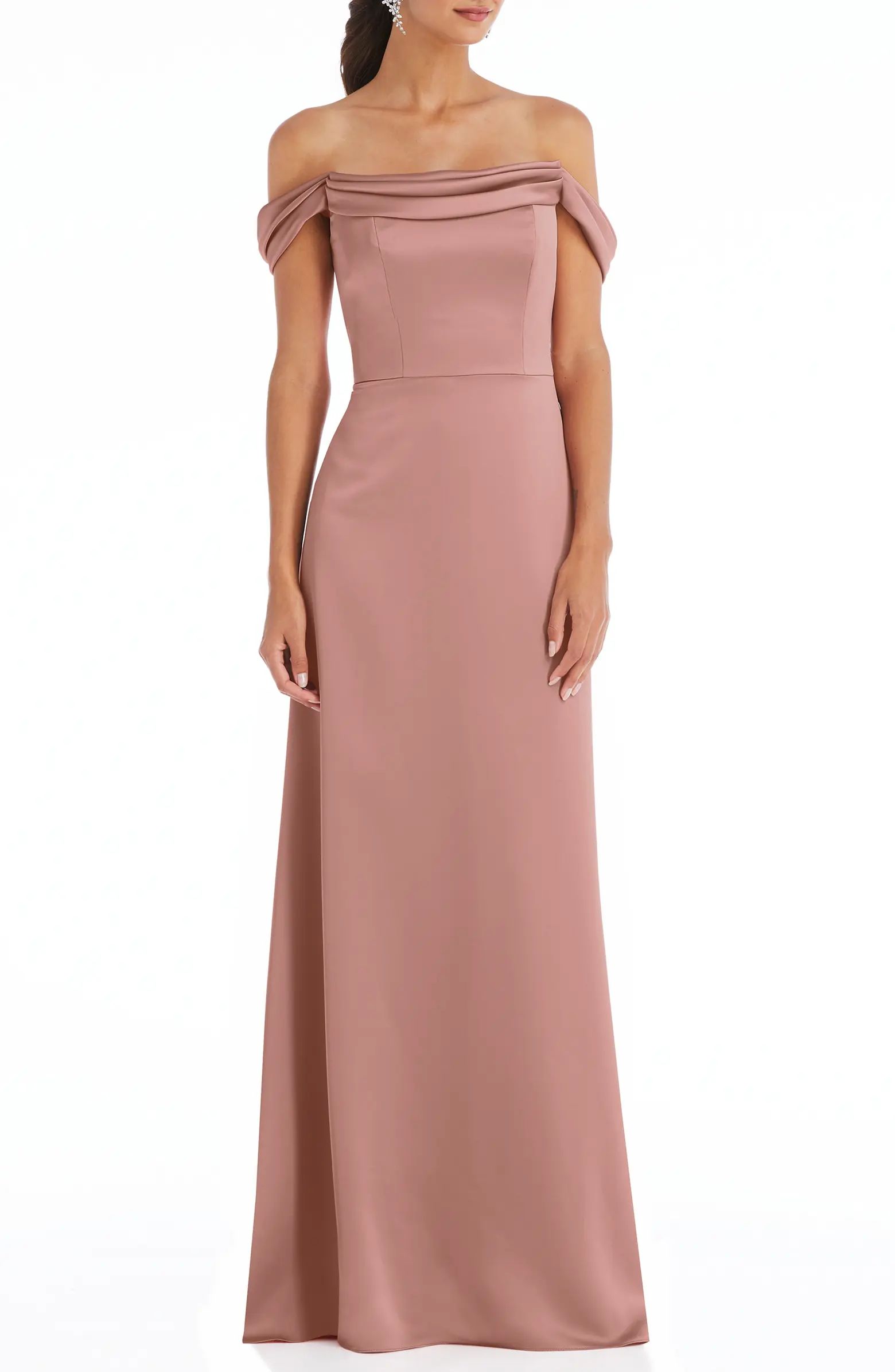 Off the Shoulder A-Line Charmeuse Gown | Nordstrom
