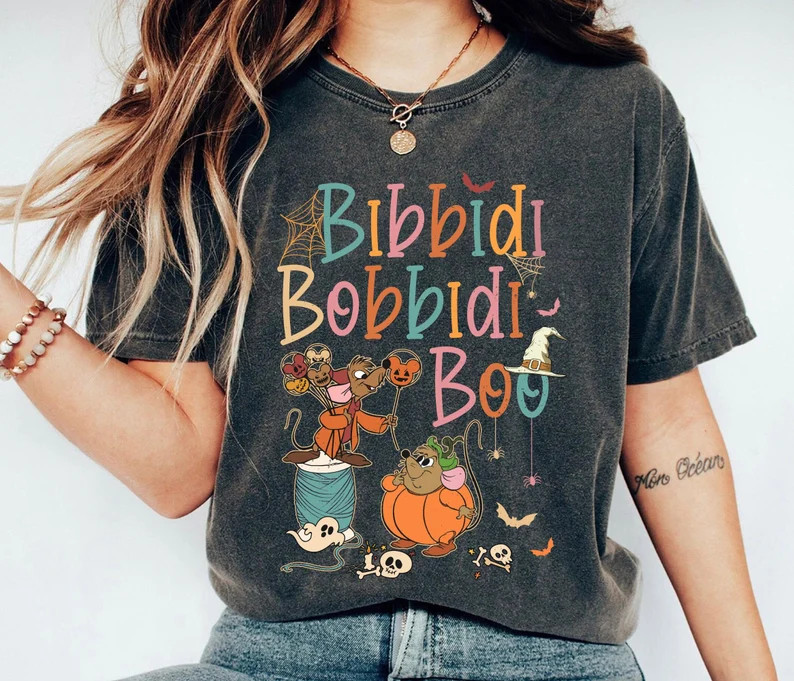 Bibbidi Bobbidi Boo Halloween Shirt, Jaq and Gus Shirt,halloween Pumpkin Shirt, Disney Cinderella... | Etsy (US)