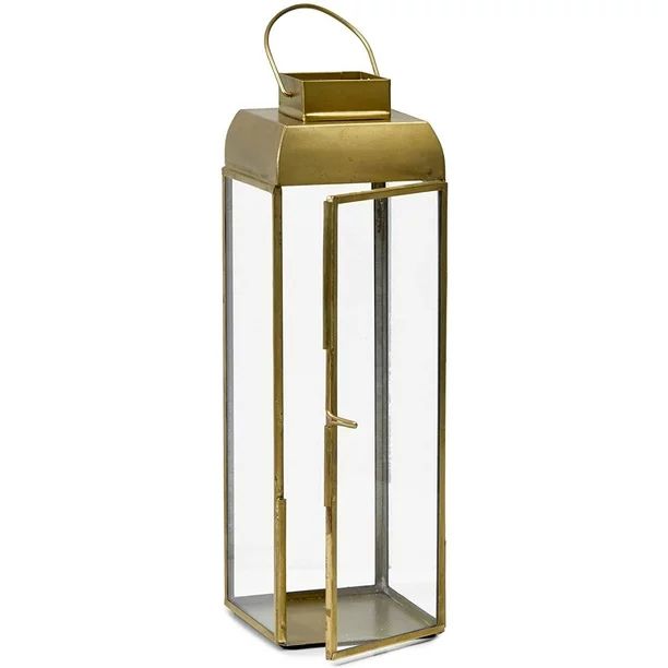 Sharvgun Large Square Gold Lantern, Event, Patio, Garden, Home, Sold 9.5" Tall & 3" Dia | Walmart (US)