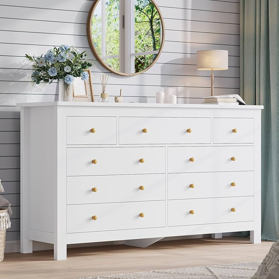Hasuit White Dresser for Bedroom with 9 Drawers, Modern 55.1" Long Dresser Chest of Drawers with ... | Amazon (US)