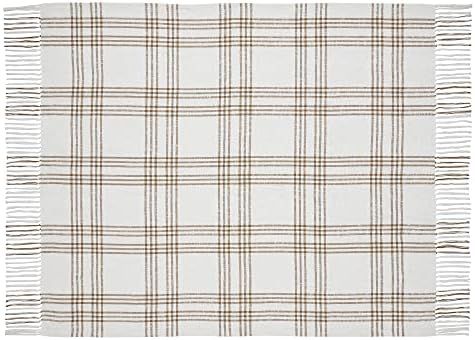 VHC Brands Woven Plaid Modern Farmhouse Throw Blanket, Wheat, 60x50 | Amazon (US)