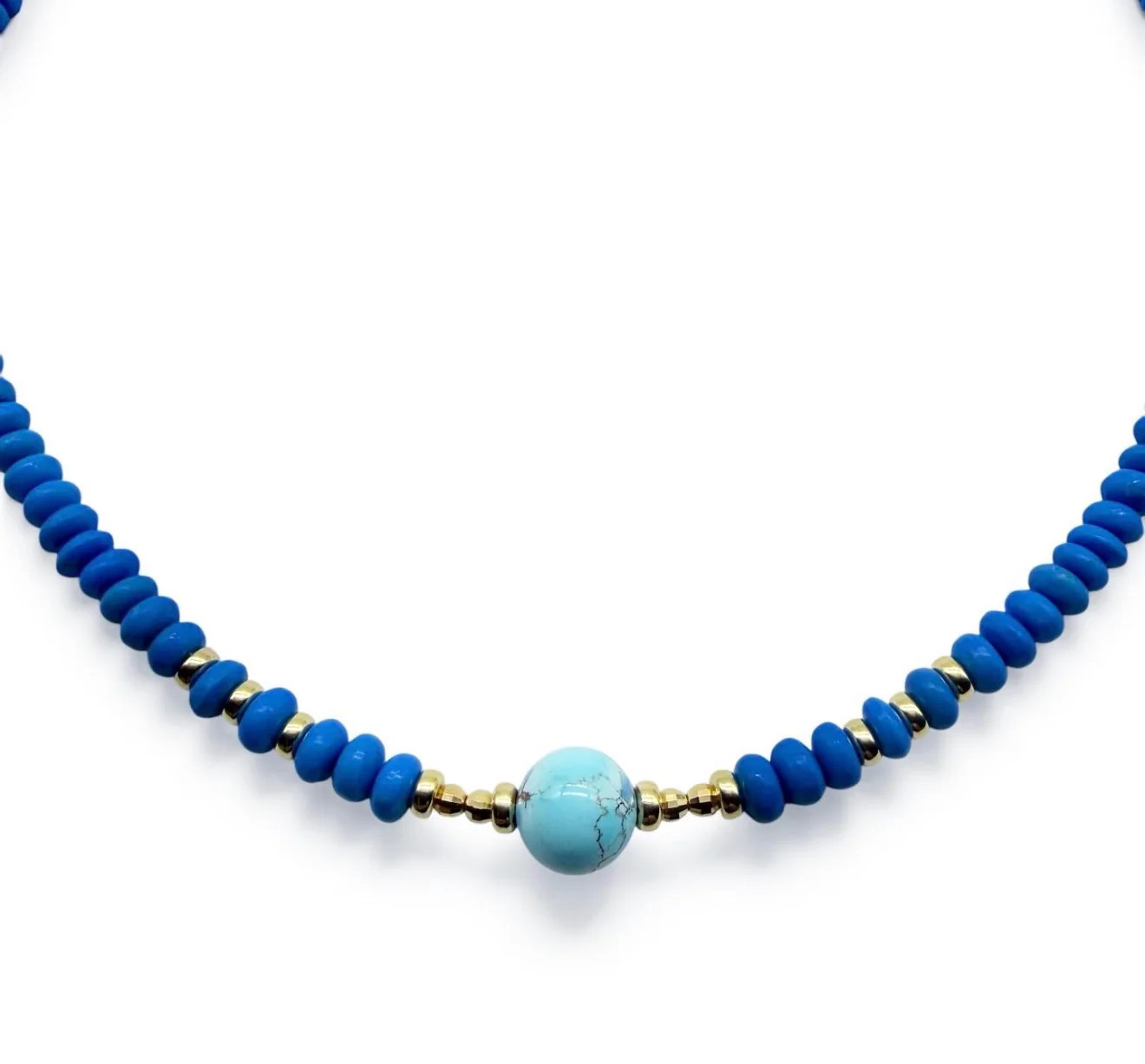 BLUE CERULELITE AND GOLDEN HILL BEAD NECKLACE – SHAKTI | SHAKTI JEWELRY