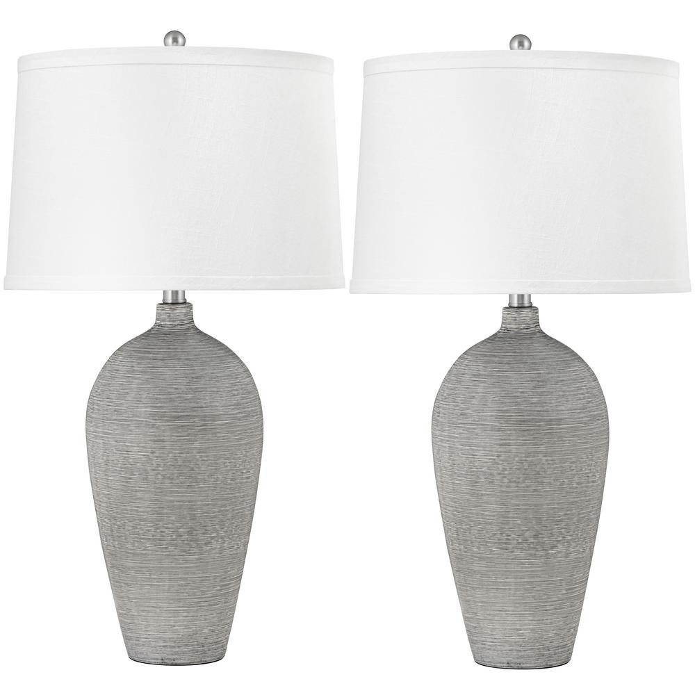 Monza Grey 28 in. Spun Grey Table Lamp (Set of 2) | The Home Depot