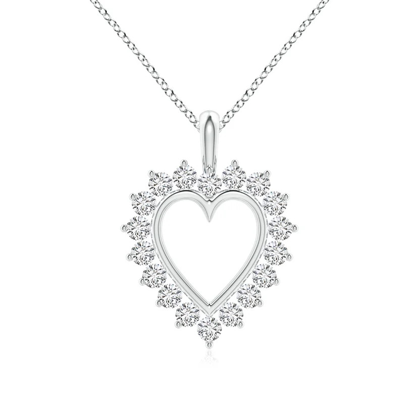 Diamond Open Heart V-Bale Pendant | Angara Inc.