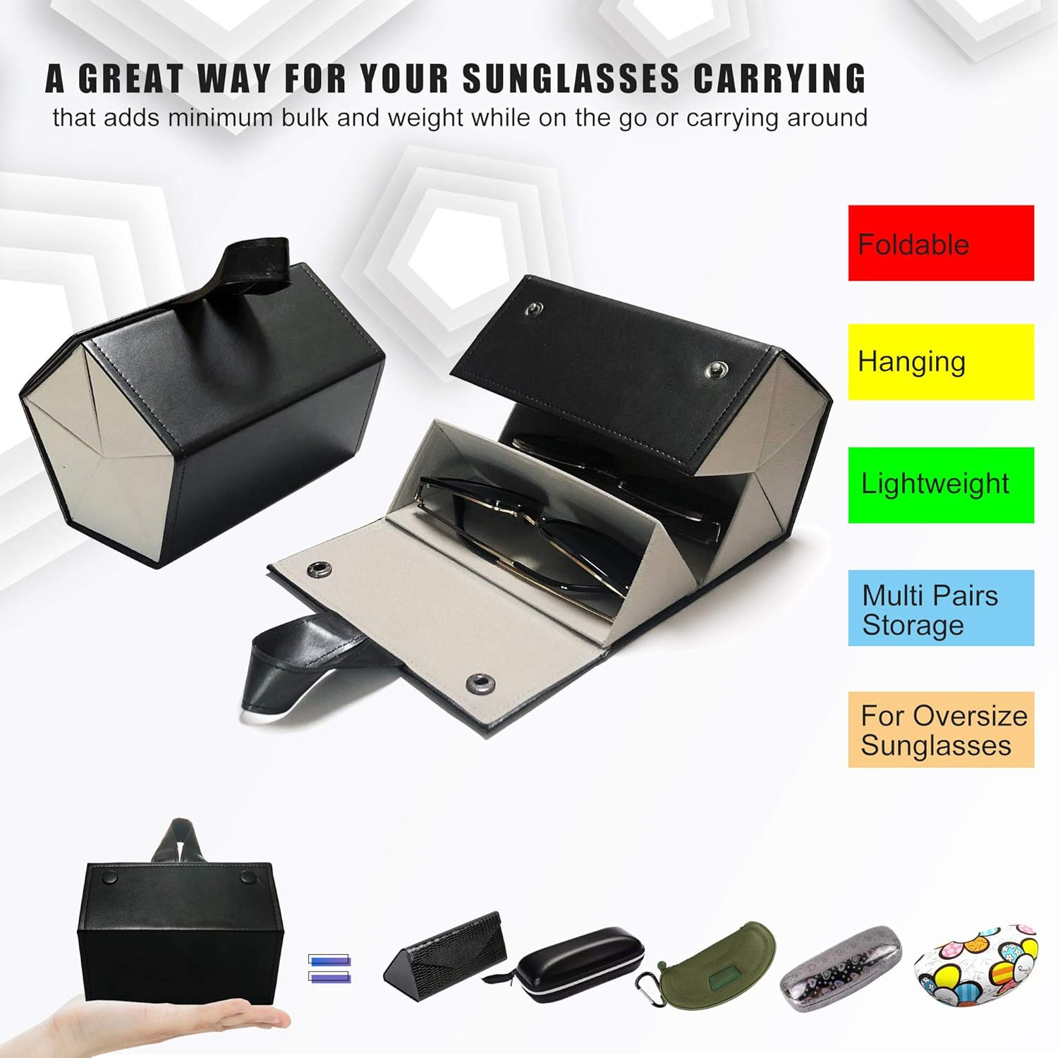 Longjet Sunglasses Organizer 5 Slots Travel Glasses Case Multiple Pairs Eyeglasses Storage Box Ha... | Amazon (US)