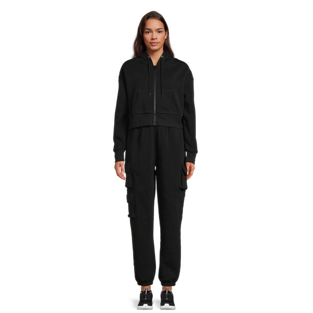 Liv & Lottie Juniors' Cropped Hoodie and Cargo Jogger Pants Set, 2-Piece | Walmart (US)