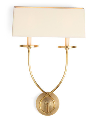 20.5x13.5 Brass Tone Symmetric Twist Double Sconce | TJ Maxx