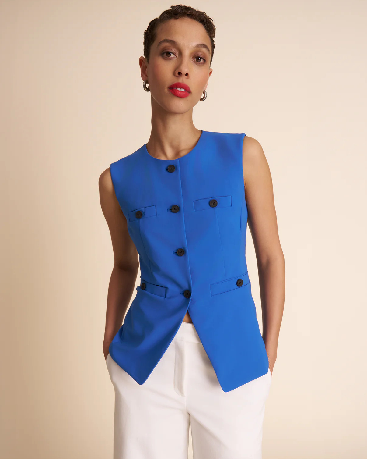 Aliza Travel Vest - OrigamiTech :: Ocean Blue | MM LaFleur