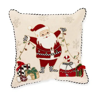 Santa with Tree Lights Throw Pillow | Perigold