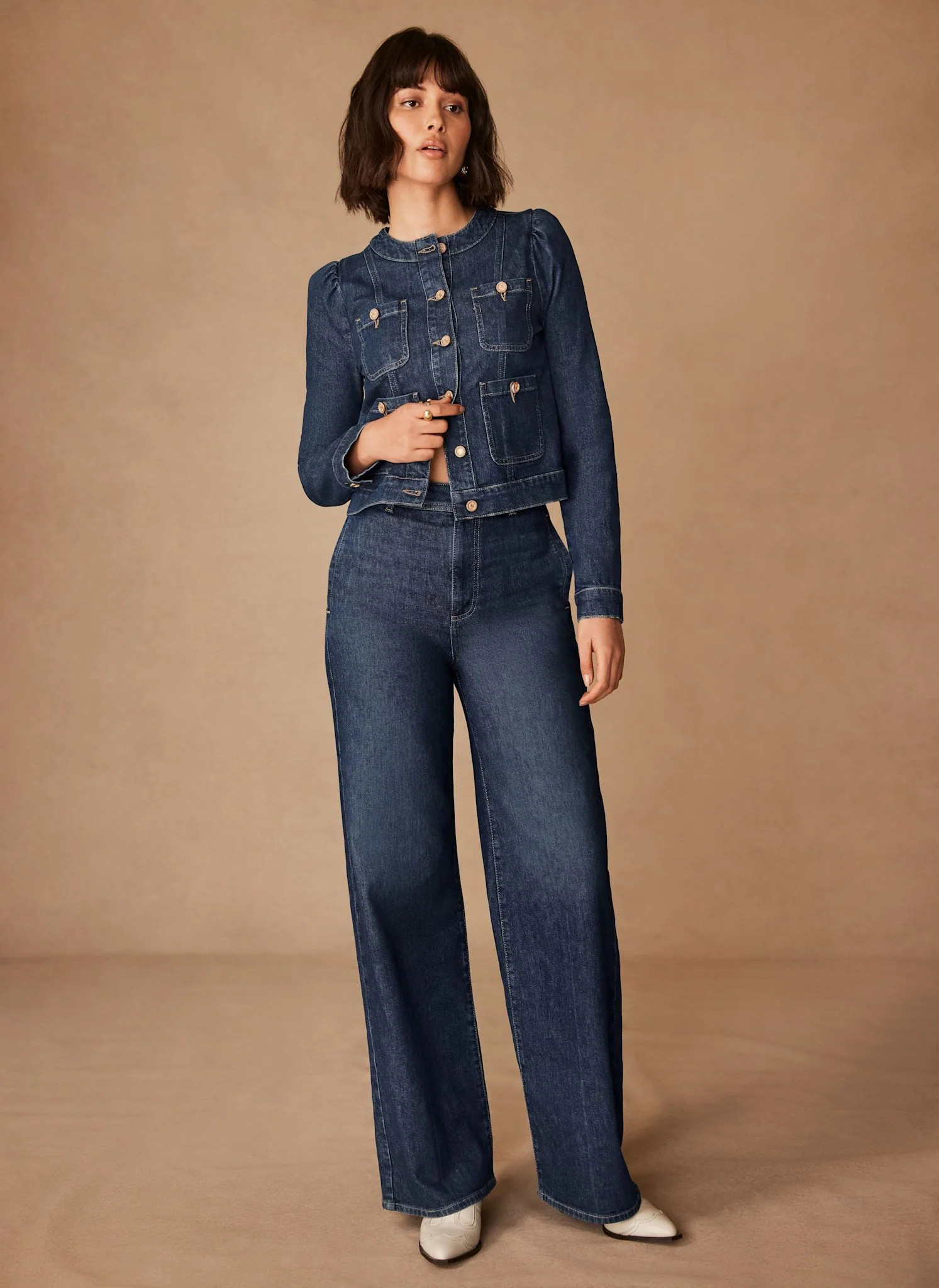 Indigo Wash Wide Jeans | Mint Velvet