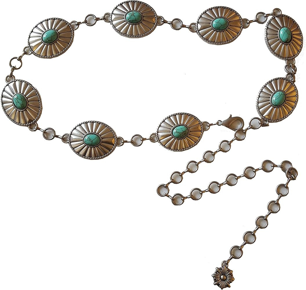 Western Turquoise Stone with Concho Chain Belt | Amazon (US)