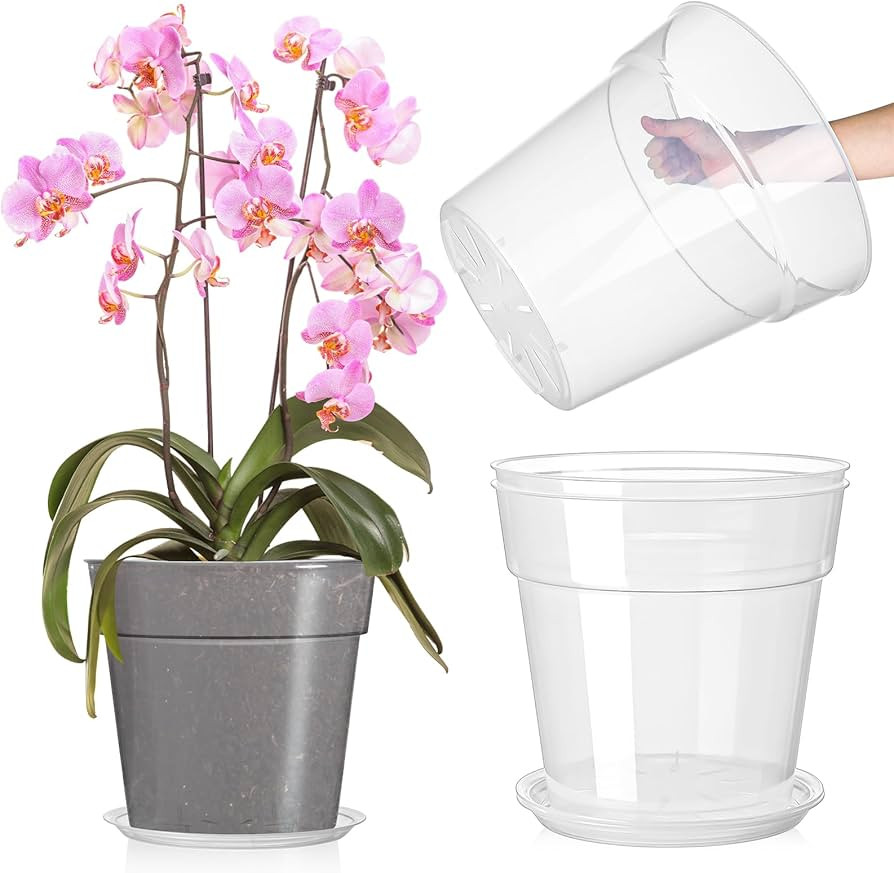 Baderke 3 Pack Clear Nursery Pot Plastic Nursery Pot Large Plant with Drainage Holes for Root Hea... | Amazon (US)