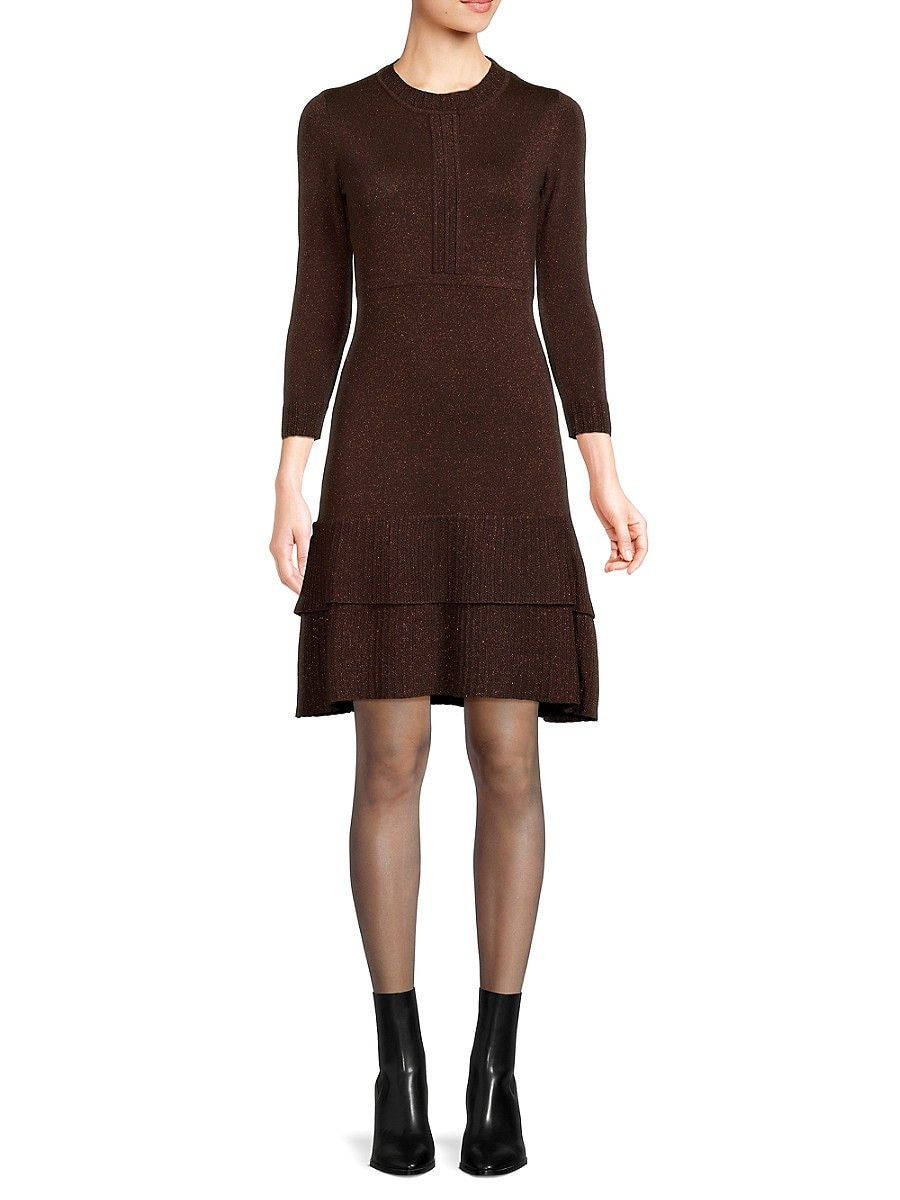 NANETTE nanette lepore Women's Shimmer Tiered Sweater Dress - Chocolate - Size XL | Saks Fifth Avenue OFF 5TH