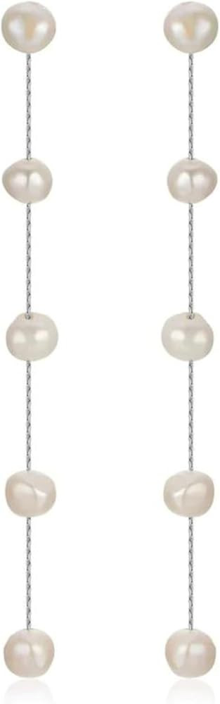 Ettika Gold Earrings For Women. Pearl Earrings, Dripping with Freshwater Pearls Delicate Drop Ear... | Amazon (US)