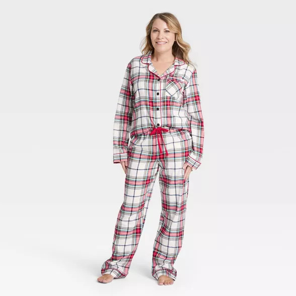 Women's Holiday Plaid Flannel Matching Family Pajama Set - Wondershop™ White | Target
