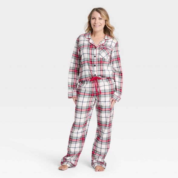 Women&#39;s Holiday Plaid Flannel Matching Family Pajama Set - Wondershop&#8482; White M | Target