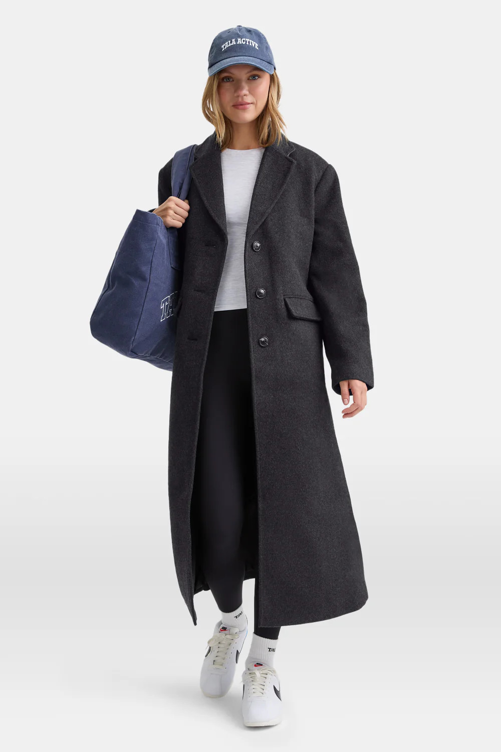 Wool Blend Oversized Overcoat - Charcoal | TALA (UK)