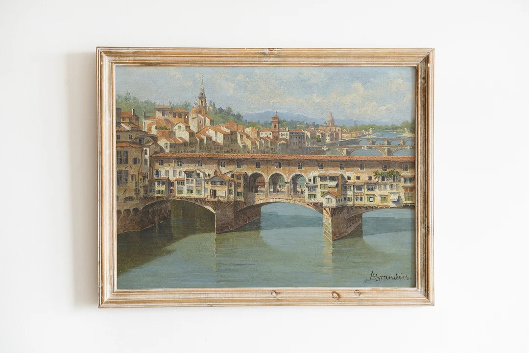 Florence Vintage Painting | Antique Florence Poster With View of Ponte Vecchio Bridge | Florence ... | Etsy (US)