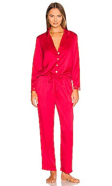 Flora Nikrooz Solid Charmeuse Notch PJ Set in Red from Revolve.com | Revolve Clothing (Global)