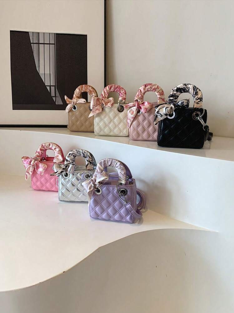 New Fashionable Embroidered Silk Scarf Handbag, Crossbody Mini Shoulder Square Bag | SHEIN