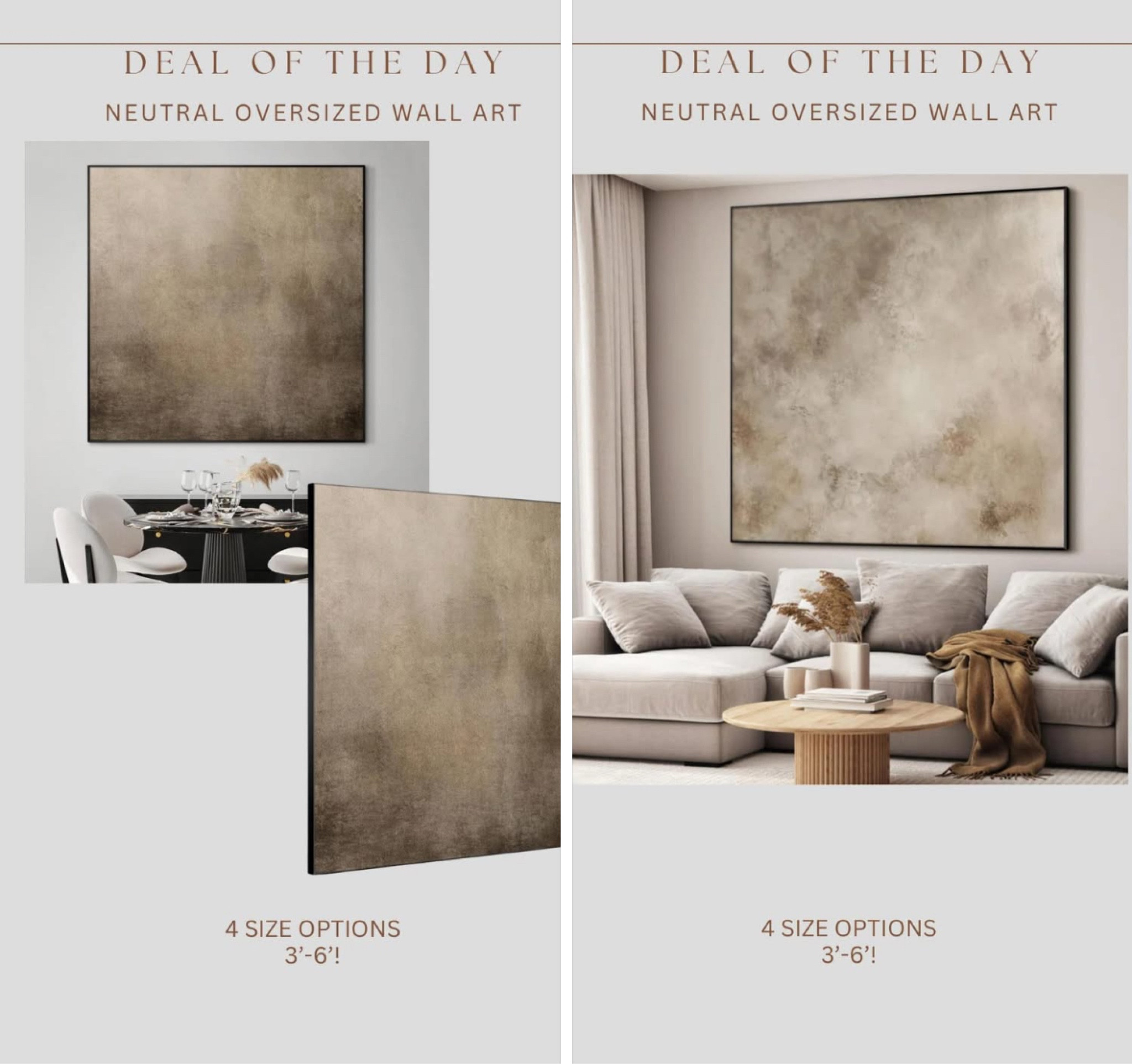 Neutral oversized wall art finally in stock in all sizes!!!!!! Major RH vibes!! Prices are incredible! Comes in 3ft, 4ft, 5ft, and 6ft sizes 🙌🏻🚨🤯 will sellout!



#LTKHome #LTKStyleTip #LTKSaleAlert