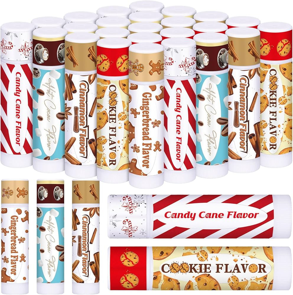 10pcs Christmas Peppermint Flavor Lip Balms Gift Bulk Candy Gingebread Hot Cocoa Cookie Cinnamon ... | Amazon (US)