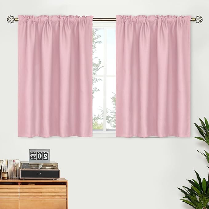 BGment Baby Pink Room Darkening Curtains 36 Inch Length for Short Window - Rod Pocket Short Therm... | Amazon (US)