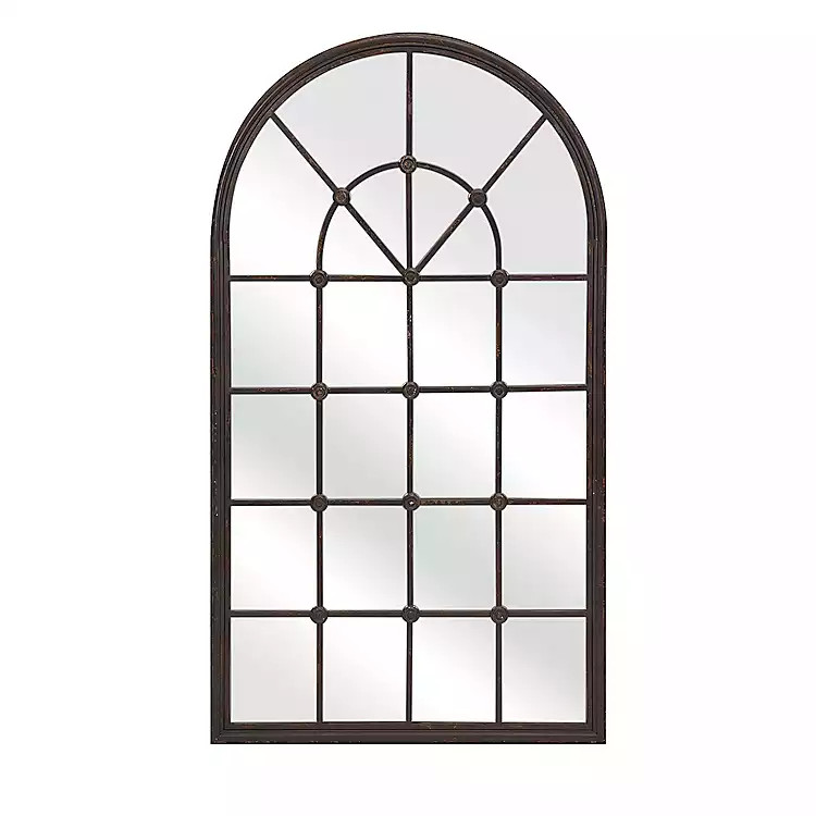 New!Black Metal Arched Windowpane Wall Mirror | Kirkland's Home