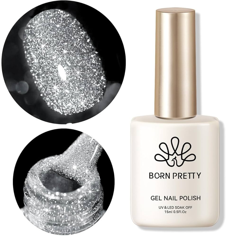 Born Pretty Silver Gold Reflective Glitter Gel Nail Polish Set for Christmas Nails Holographic Sp... | Amazon (US)