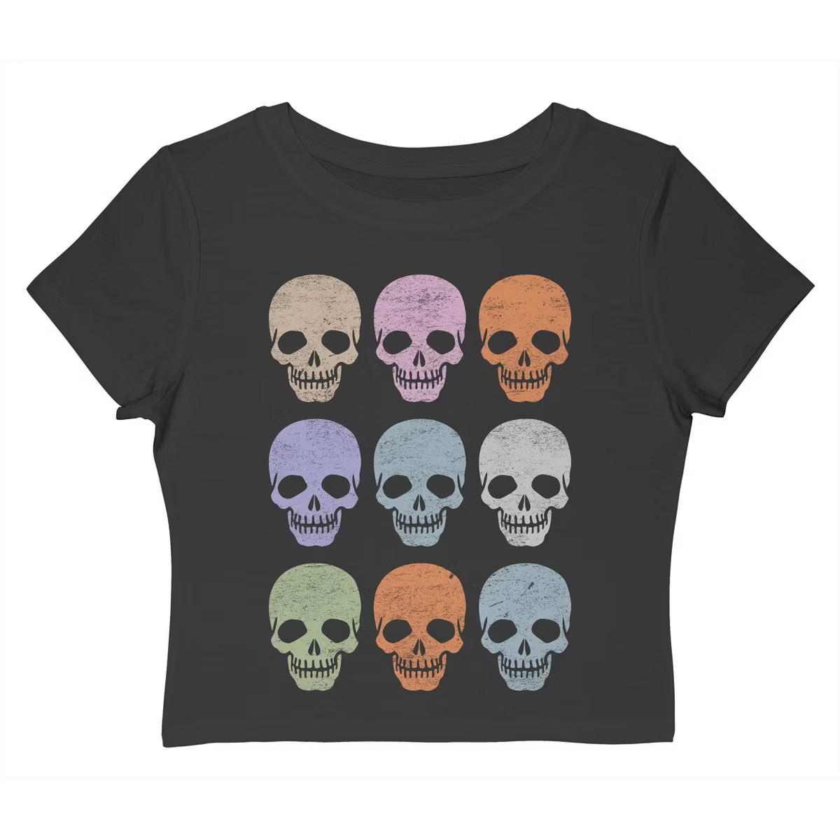 Social Collective Women Skulls Short Sleeve Graphic Cotton Baby Tee - Caviar XL | Target