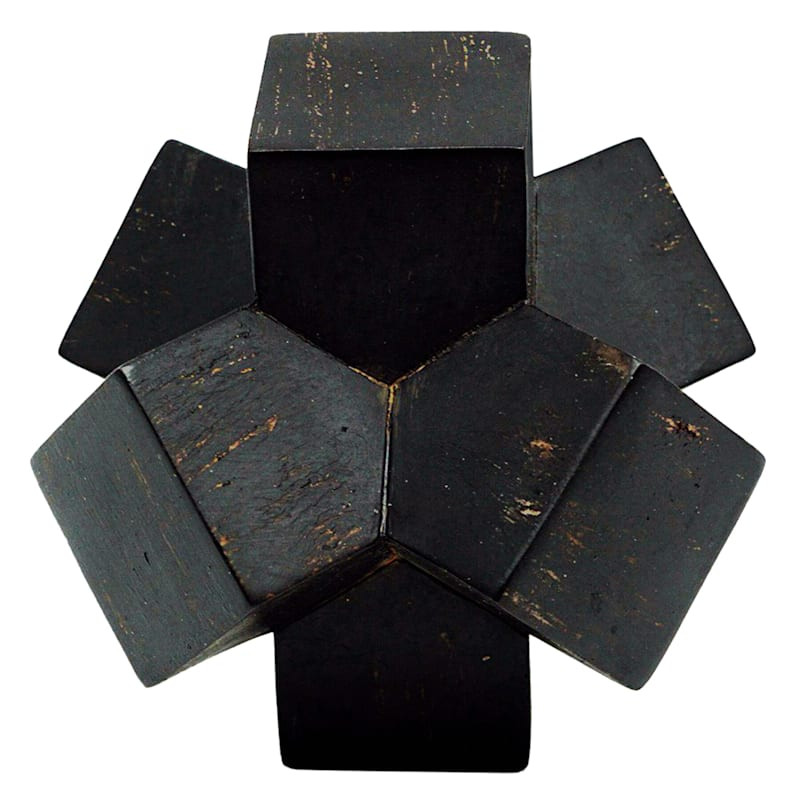 Black Wood-Look Geo Decor, 6" | At Home