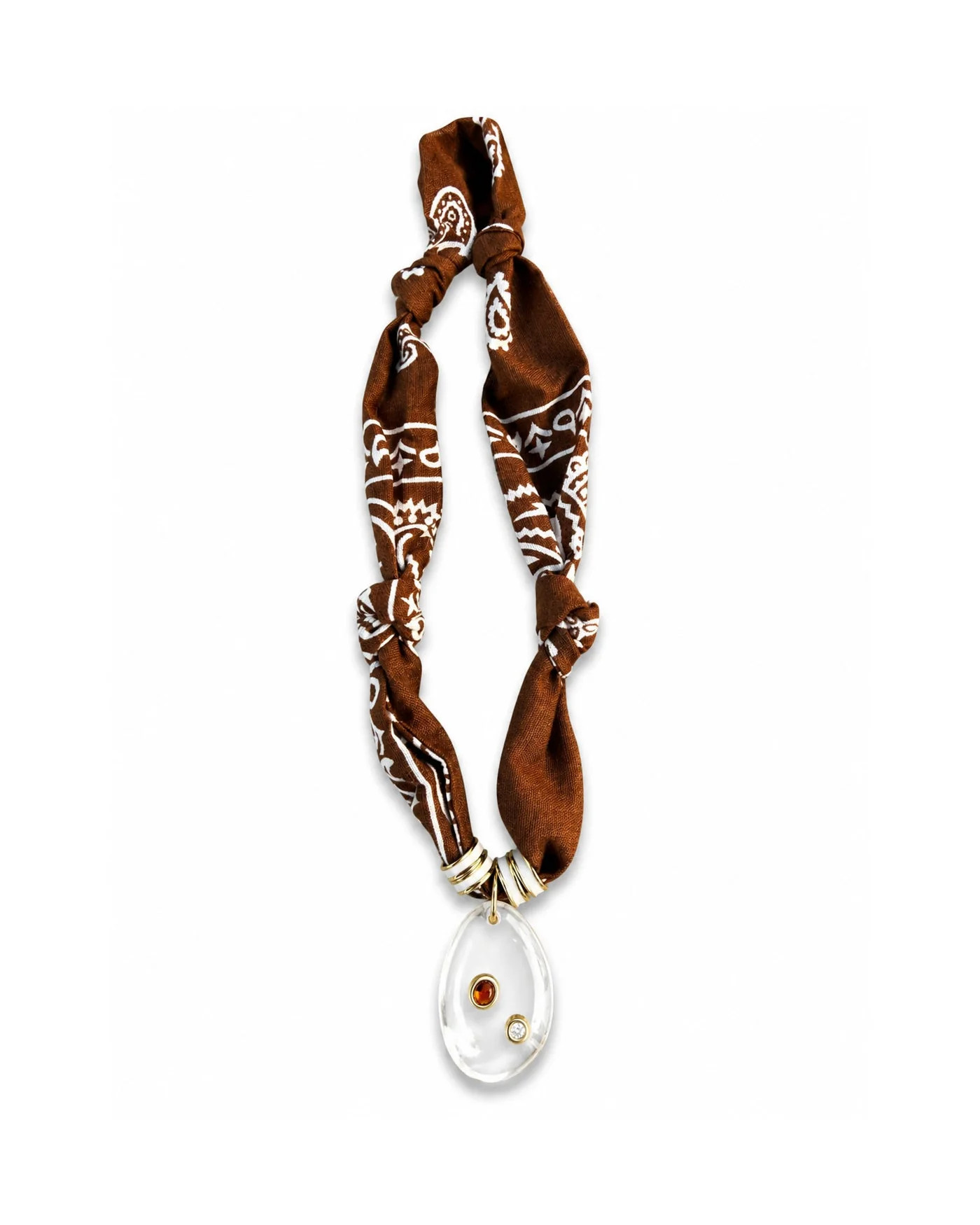Brown Bandana Necklace with Clear Stone | Monarch Market