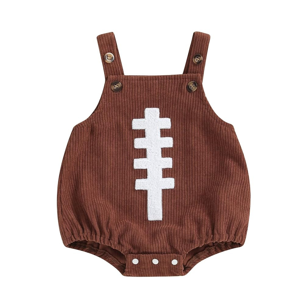 Infant Baby Boys Girls Overalls Sleeveless Football Game Day Embroidery Corduroy Romper Cute Newb... | Amazon (US)